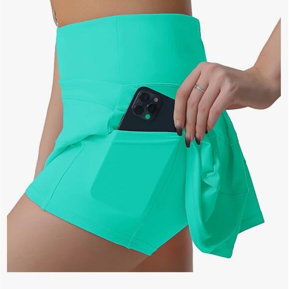 Husnainna Mint Green Slinky Knit Tennis Golf Skort Woman Size 10 Sporty - Picture 8 of 11